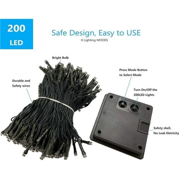 Purple and Green Solar Halloween Lights Outdoor, 2 Pack 240LED 95FT Solar - Picture 5 of 7